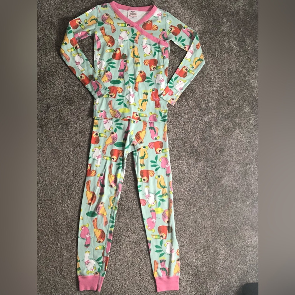 Hanna Andersson HannaJams Girl Print Lj Long John in Tropical Birds Mint Size 8